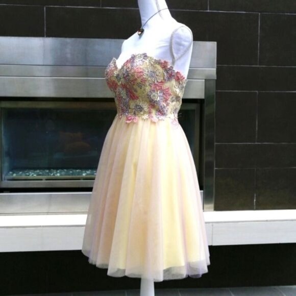 Mon Cheri ✦ Strapless Formal Dress ✦ Floral Embroidery Sweetheart Neckline Layer - Picture 8 of 17